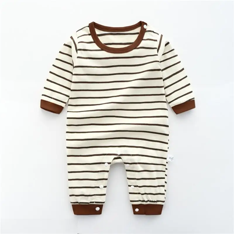 Baby Male Baby Cotton Female Baby Long Sleeve Bodysuit 0 To 12 Months Harbin Clothes Newborn Clothes Spring And Autumn Pajamas - Цвет: Бежевый