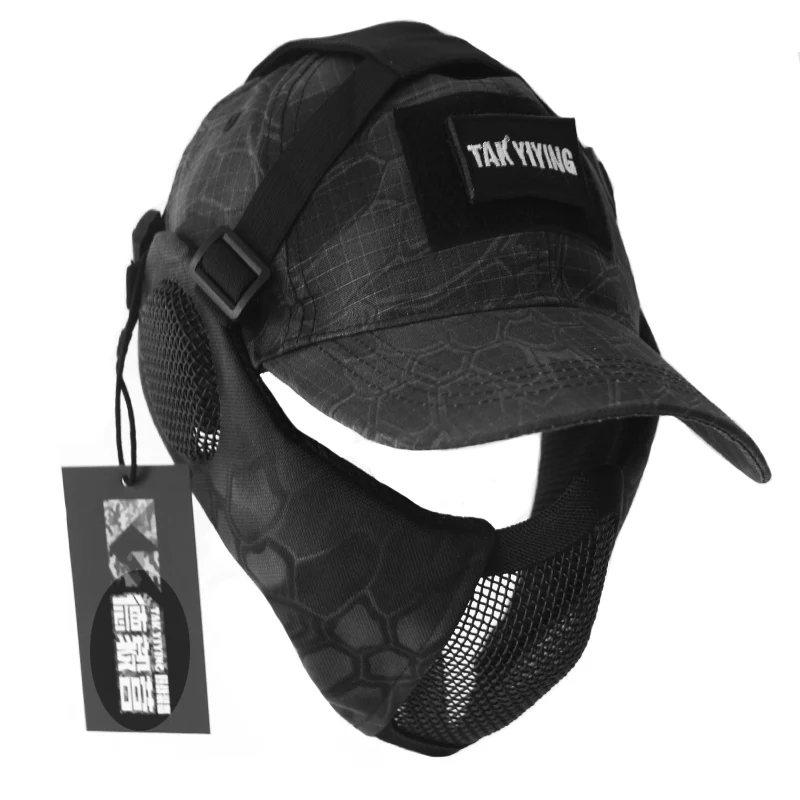 

TAK YIYING Camouflage Tactical Foldable Mesh Mask With Ear Protection With Cap For Hunting