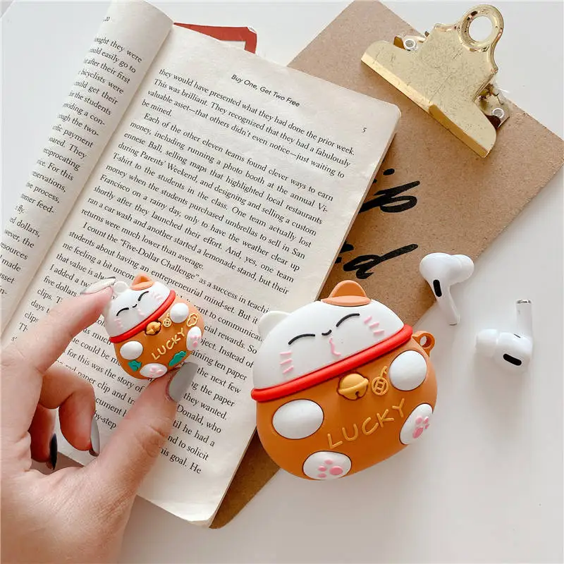 Для Airpods Pro 3D милый чехол с изображением из мультфильма Lucky Cat Earpods Для Apple Airpods 3 Kawaii китайский год беспроводной чехол для наушников - Цвет: A