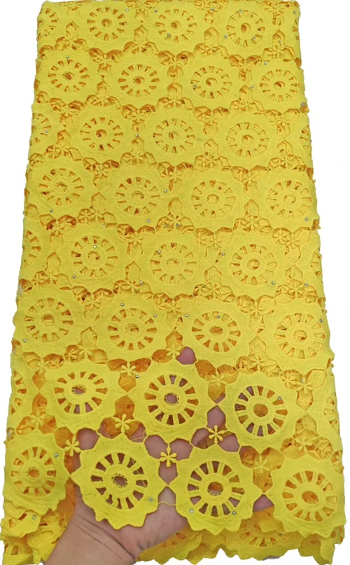 Желтый Африканский шнур кружевной ткани молочный шелк водорастворимый платье кружево камни высокое качество нигерийский гипюр кружевной ткани ETB79