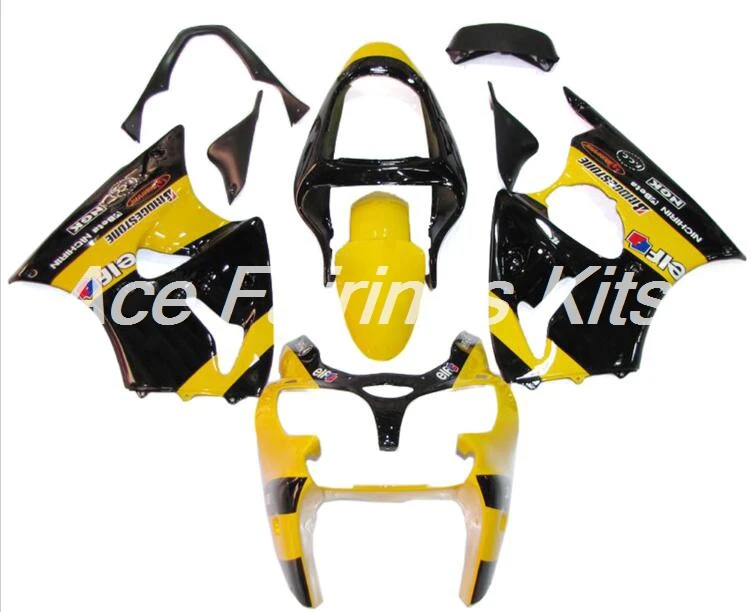 Впрыска ABS Полный обтекатели комплект подходит для Kawasaki ZX6R 2000 2001 2002 ZX-6R 00 01 02 Ninja 636 Кузов Набор желтый черный