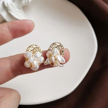 AOMU, S925 Стерлинговое Серебро, булавка в стиле барокко, многослойные пресноводные жемчужины, необычные серьги-гвоздики для женщин, подарки, вечерние ювелирные изделия на свадьбу