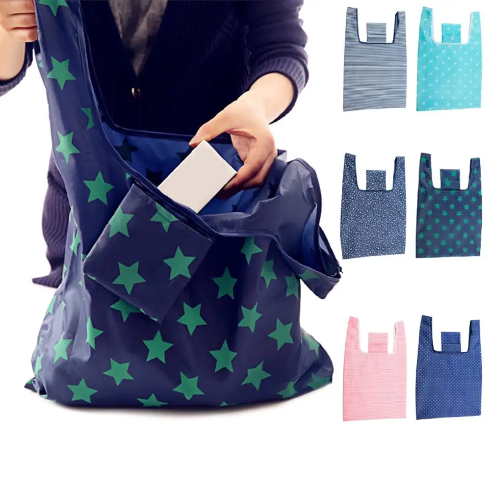 

New 6Pcs/Set Waterproof Reusable Folding Handheld Shopping Grocery Pouch Storage Bag