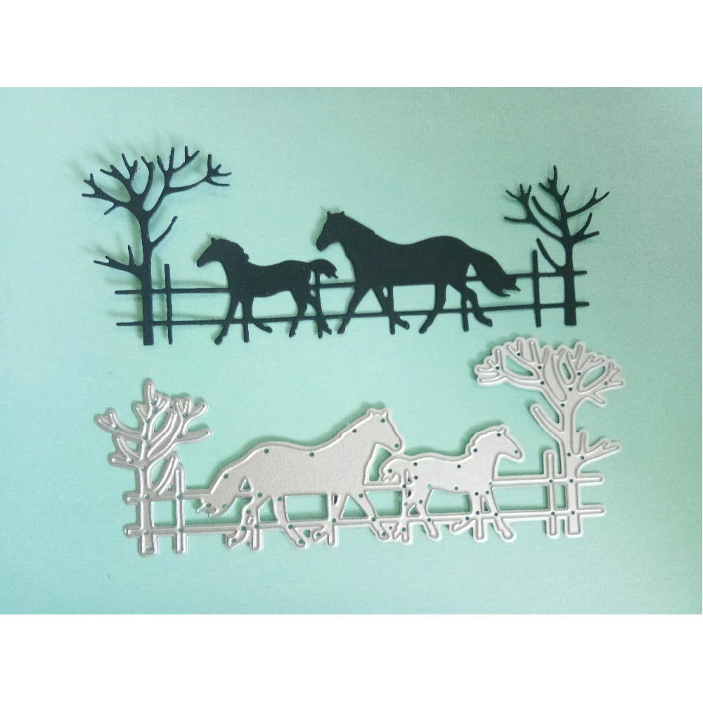Ufurty-Metal-Cutting-Dies-Country-Life-Horse-Stitched-DIY-Scrapbooking-Stamps-Craft-Embossing-Die-Cut-Making