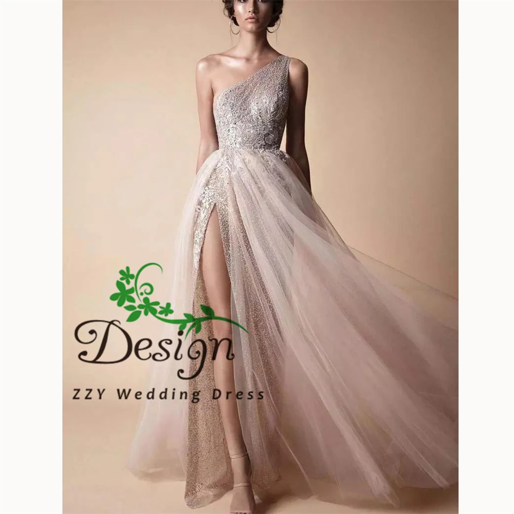 Vestidos de gala сексуальное платье с одним плечом приглашения на свадьбу с пайетками ткани натуральный шелк cексуальные вечерние платья Выходные