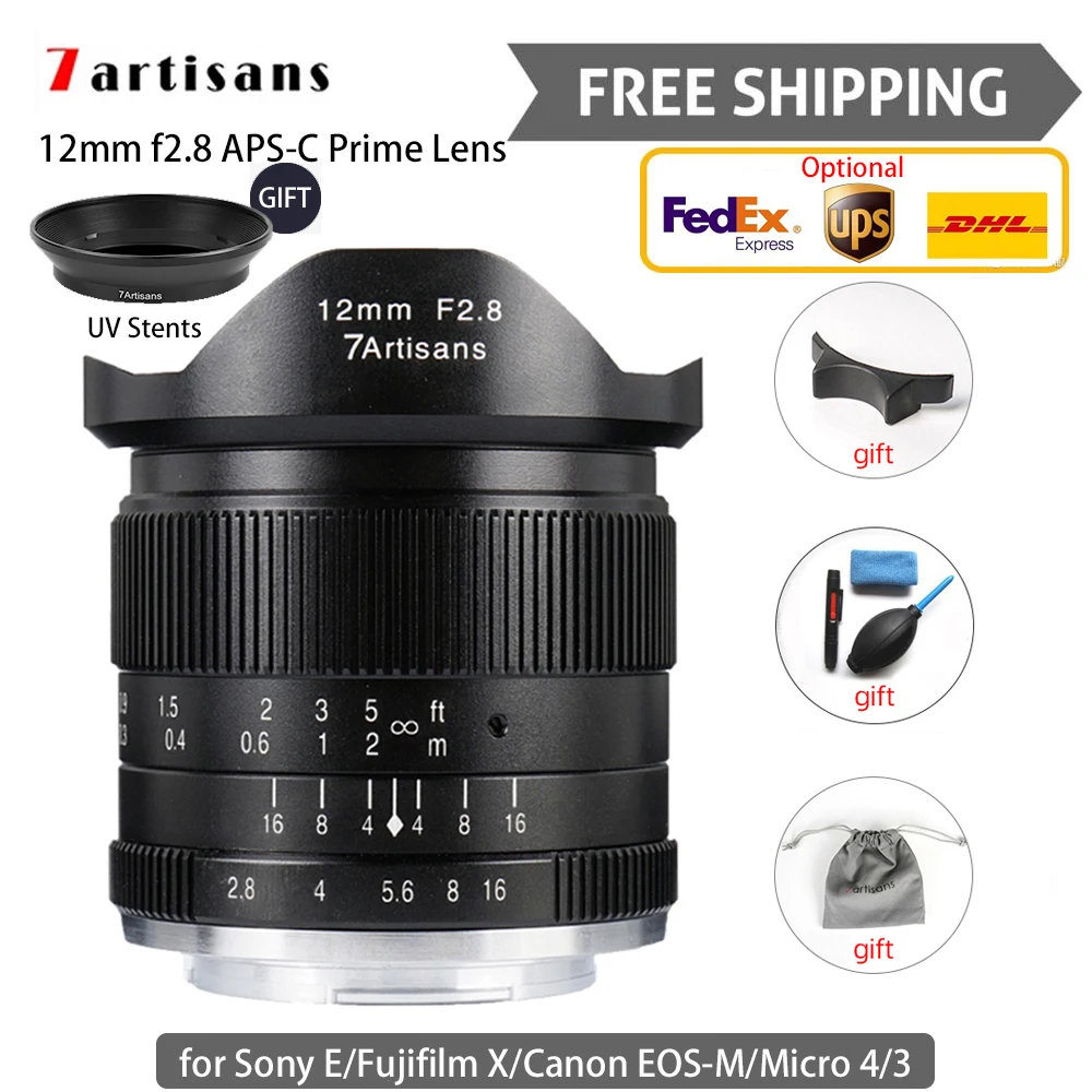 7artisans 12 мм f2.8 APS-C беззеркальных Камера широкоугольный объектив с ручной
