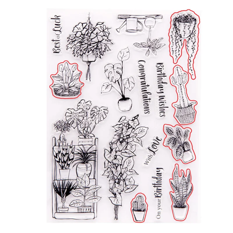 

Potted flowers and plants Transparent Clear Silicone Stamp Seal DIY Scrapbook Rubber Coloring Diary Decor Office School Supplies