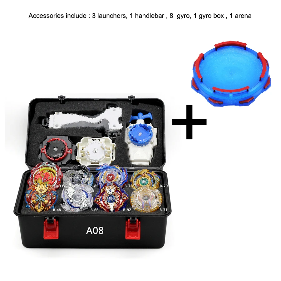 A08 Такара Tomy лезвие лопасти игрушки с пусковым устройством стартер и арена Металл Fusion Бог спиннинг Топы игрушка коробка мальчик подарок - Цвет: A08