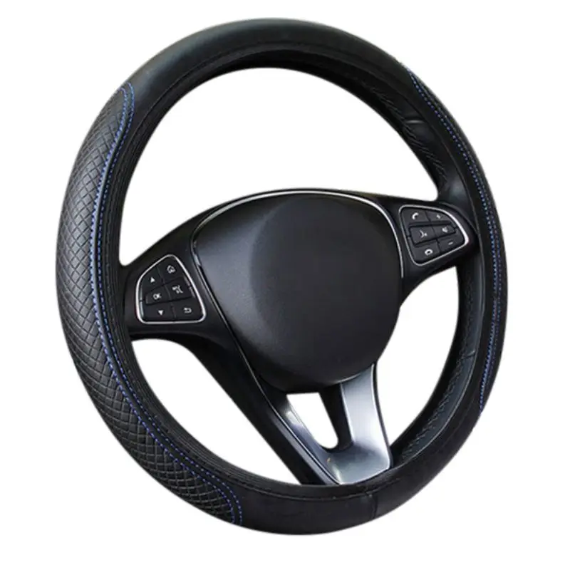 ONEWELL Car Fiber skin Steering Wheel Cover Breathable Car Auto Universal Elastic Skid Proof Steering-wheel Covers Car Styling