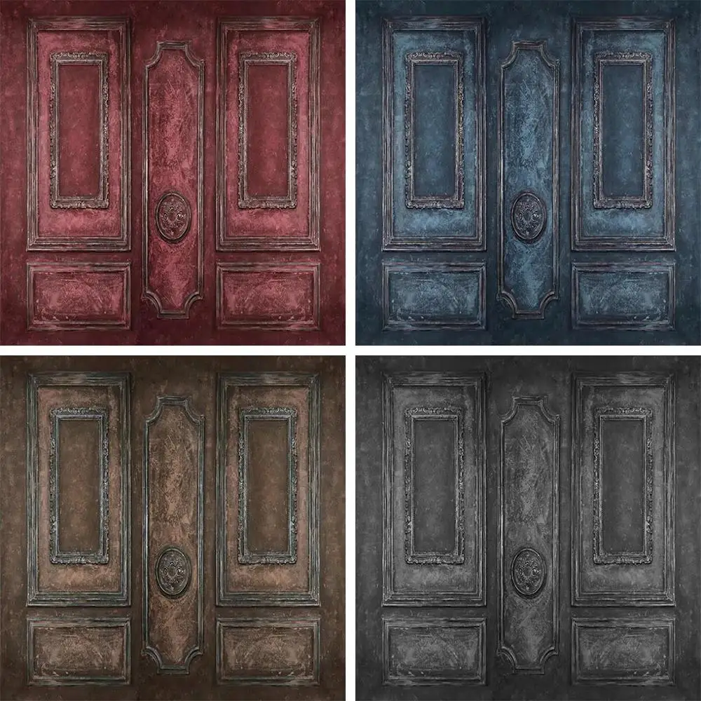 

Avezano Photography Background Dark Blue Wood Door Frame Solid Color Wall Baby Portrait Wedding Backdrop Photo Studio Photocall