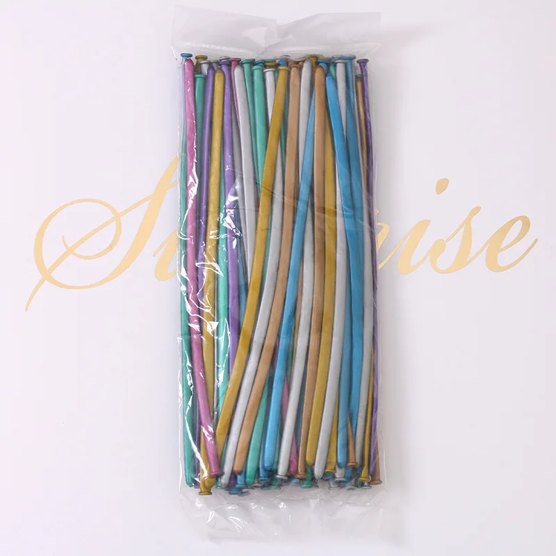 100pcs/pack Metallic Strip Magic Balloon Birthday Party Wedding Variety Magic Balloon - Цвет: mixed