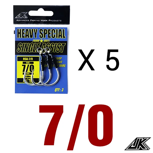 7 l 0 -5pack JK HSA Poppers Lure Wood 4X Heavy jigging Hooks Sea Power Assist Fishhook Stick Baits Luring Boat Hook Fishing 5/0 7/0 9/0 11/0 - Цвет: 7 l 0 -5pack