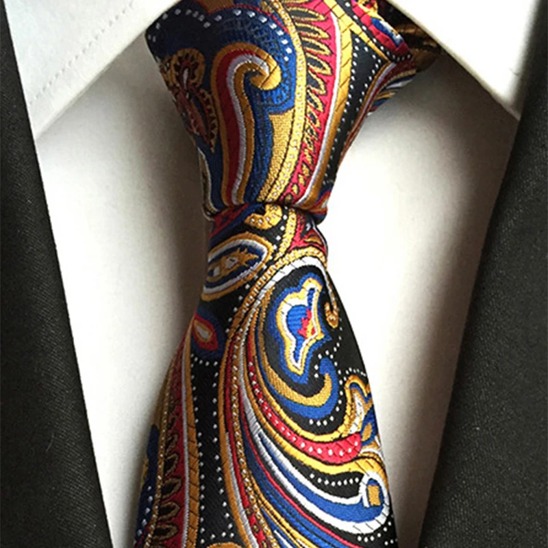 8 см мужской галстук цвета шампанского красный Пейсли Полосатый цветочный галстук Модный Шелковый шейный платок бизнес Свадебный Мужской наряд шейный галстук аксессуары