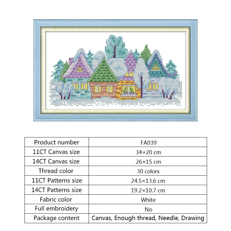 Landscape Painting Chinese Embroidery Cross Stitch Kit Small Village Counted Printed Canvas 14ct DMC Needlework DIY Hand Crafts