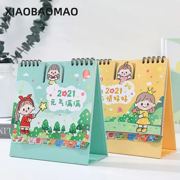 

Hot sale New 2021 Cartoon Girl Desk Calendar Cute Table Calendars Timetable Planner
