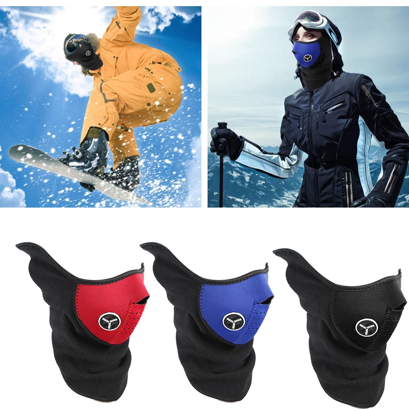 Страйкбольная Теплая Флисовая велосипедная полумаска для лица, защитный колпак для лица, для велоспорта, лыж, спорта на открытом воздухе, зимний шарф для защиты шеи, теплая маска