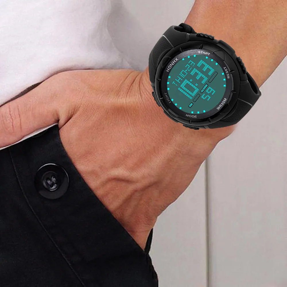 

Luxury Brand Watch Men Analog Digital Military Sport LED Wrist Watch Silicone Band Acrylic Buckle Round High Quaility Relojes