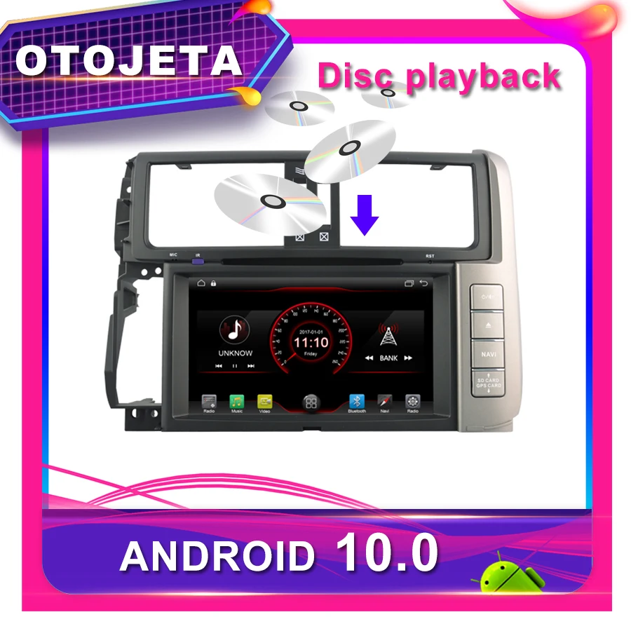OTOJETA Автомобильный DVD Android 10,0 Автомобильный gps для TOYOTA PRADO 150 автомобильный Радио мультимедийная лента рекордер bluetooth навигация
