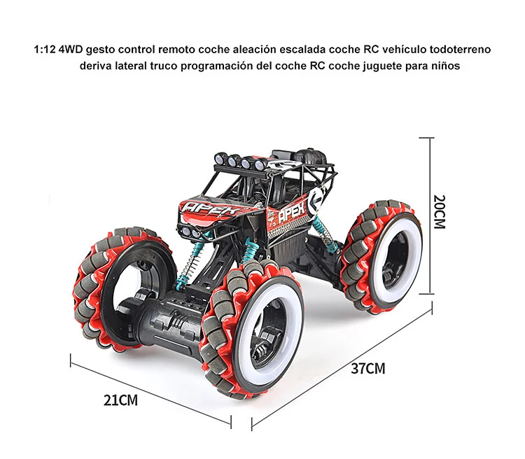 1:12 4WD RC Car 2020 versión actualizada 2,4G radiocontrol RC Car Toys 360 ° rotación Detección de gestos camiones juguetes para niños