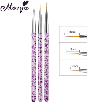 

Monja 3Pcs Manicure Set Pen Nail Art French Line Liner Brush Acrylic Brush Floral Pattern Design Stripe Drawing Pen for Manicure