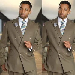 2 Pieces Men Suits Formal Fit Slim Blazer+Pant Custom Made Wedding Tuexdos Double Breasted Gtoomsmen Prom Marriage Suit Sets