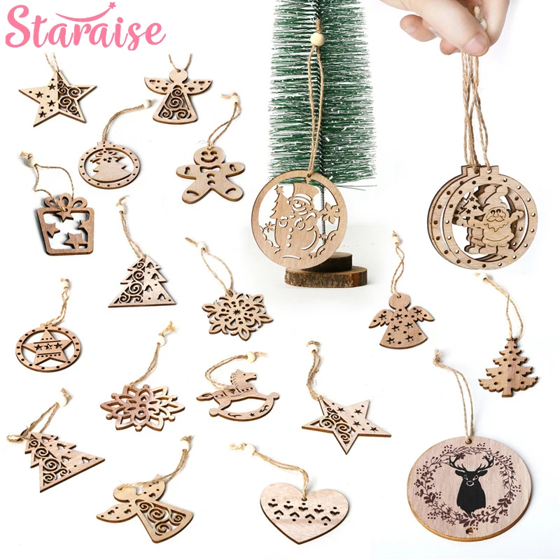 Рождественский деревянный кулон декор для рождественской елки украшение