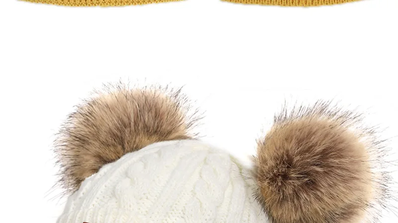 Детская шапка, вязаная Милая шапка для девочек, BoysBig Pom pom Beanie, детские шапки для девочек и мальчиков, теплая вязаная зимняя детская шапка из натурального енота F