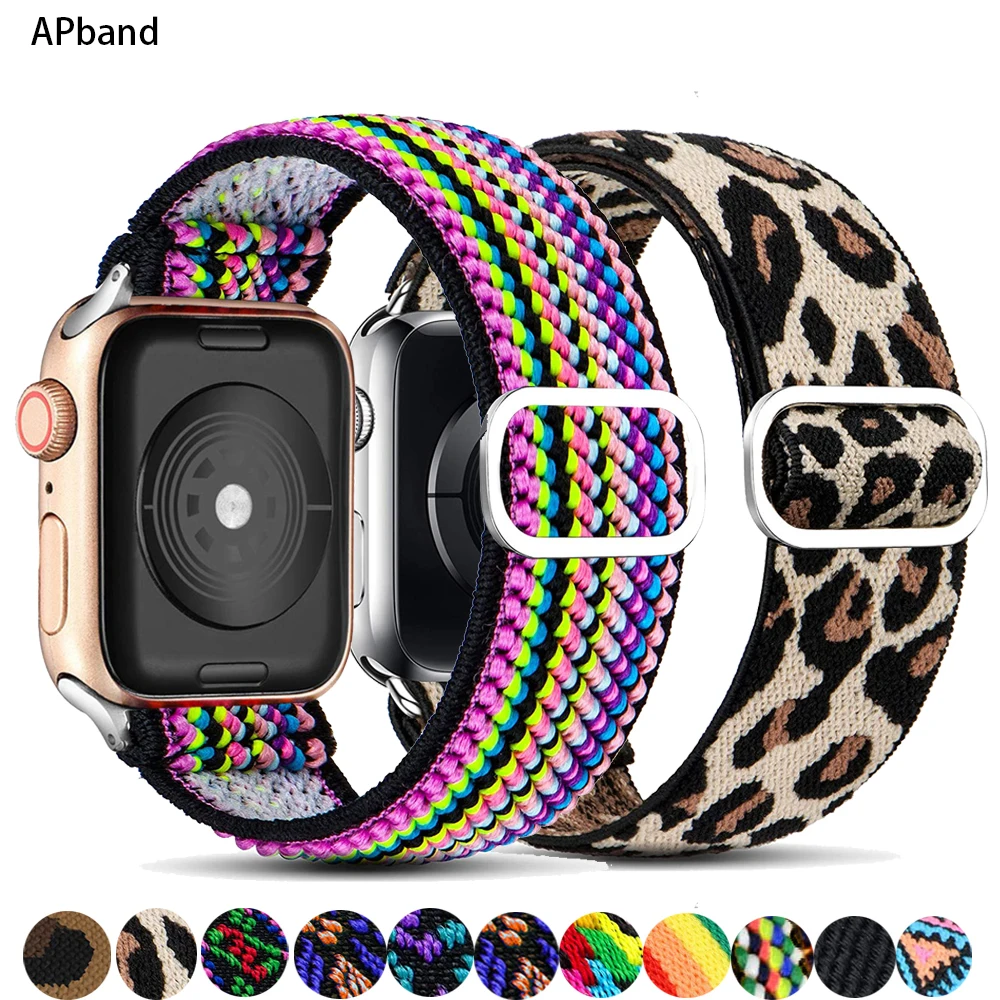 

nylon Scrunchie Strap For Apple watch band 44mm 40mm 45mm/41mm 42mm 38mm Bohemia Elastic solo loop bracelet iWatch 3 4 5 se 6 7