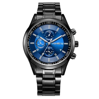 

Men Three Eyes Dial Watch Stainless Steel Belt Luminous Waterproof Quartz Watch