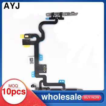 

10 Power Flex Cable with Metal For iPhone 5 5S SE 6 6S 7 8 Plus X XR XS Max Volume Switch On Off Button Spare Part Replacement