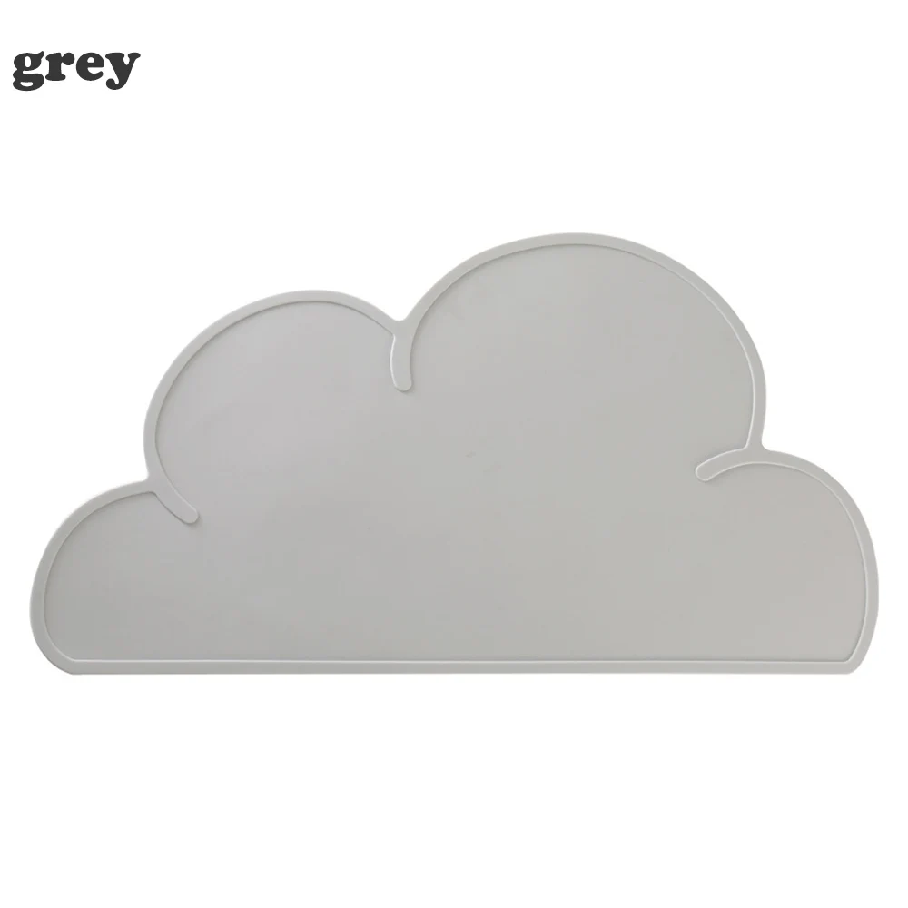 grey 1 шт. силиконовый коврик для маленьких детей милый в форме облака Настольный коврик портативный водонепроницаемый теплоизоляция столовая подкладка Нескользящие коврики - Цвет: grey