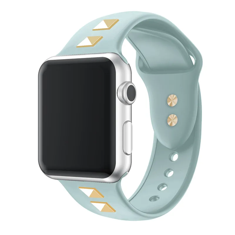 Sapphire green Панк-ремешок для Apple watch 5/4, ремешок 44 мм, 40 мм, iwatch, ремешок 42 мм, 38 мм, панк заклепки, силиконовый ремешок для часов, браслет для Apple watch 3, 21, 44 - Цвет ремешка: Sapphire green