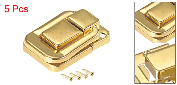 5pcs 48x35mm Gold Uxcell застежка-тогл Ретро Стиль Серебряный тон декоративные Засов украшение "чемодан" коробки поймать w шурупы 5 шт. 48x35 мм золото - Цвет: 5pcs 48x35mm Gold