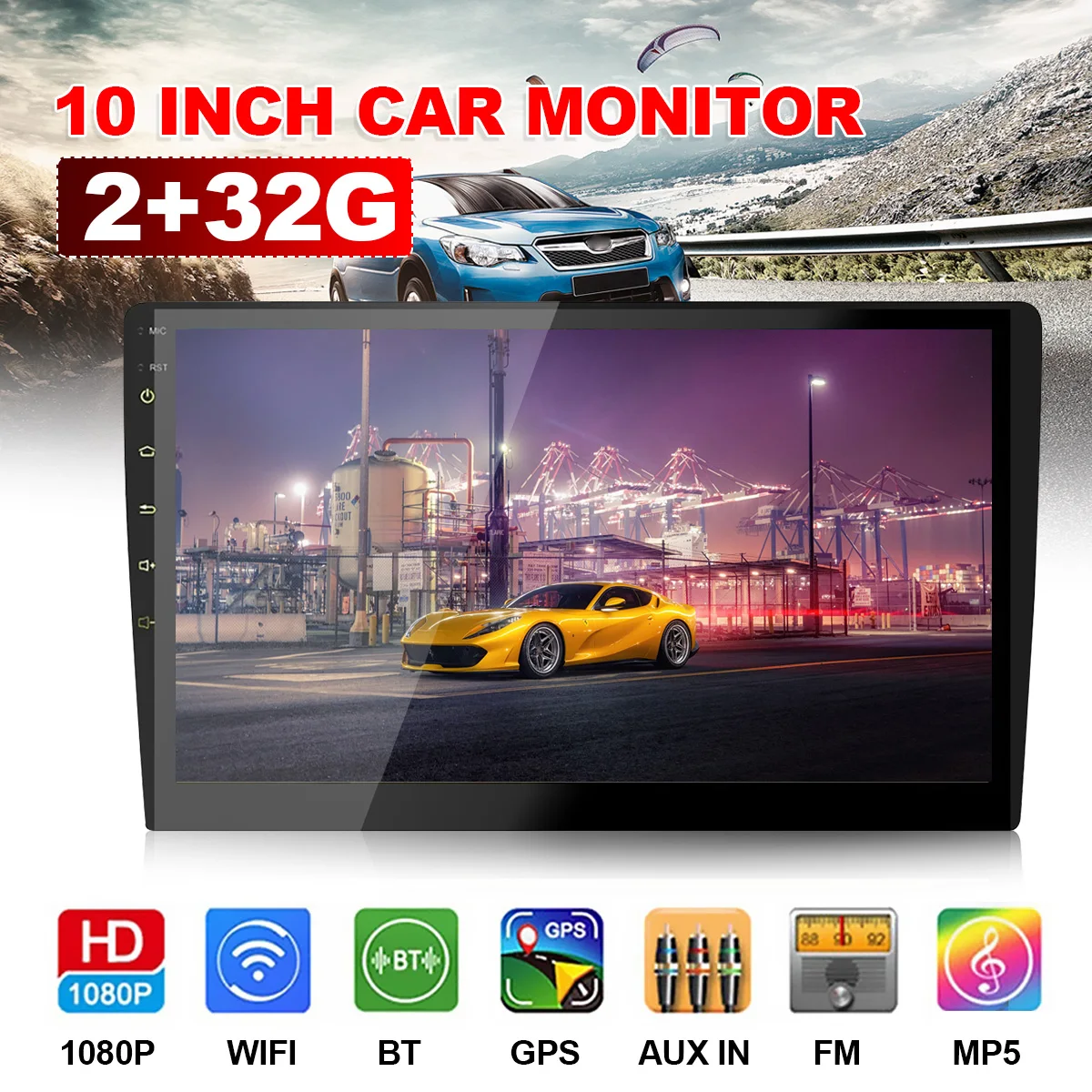  10 zoll Full HD 2 + 32G Auto Multimedia-Player 2 din Android Auto Stereo Radio bluetooth WIFI Audio