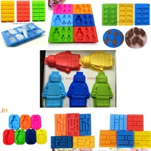 500 шт 7 стилей силиконовая игрушка кирпич и Минифигурка Человек Робот Форма ilicone Fandont шоколадная форма ледяной куб лотки для льда противень для выпечки