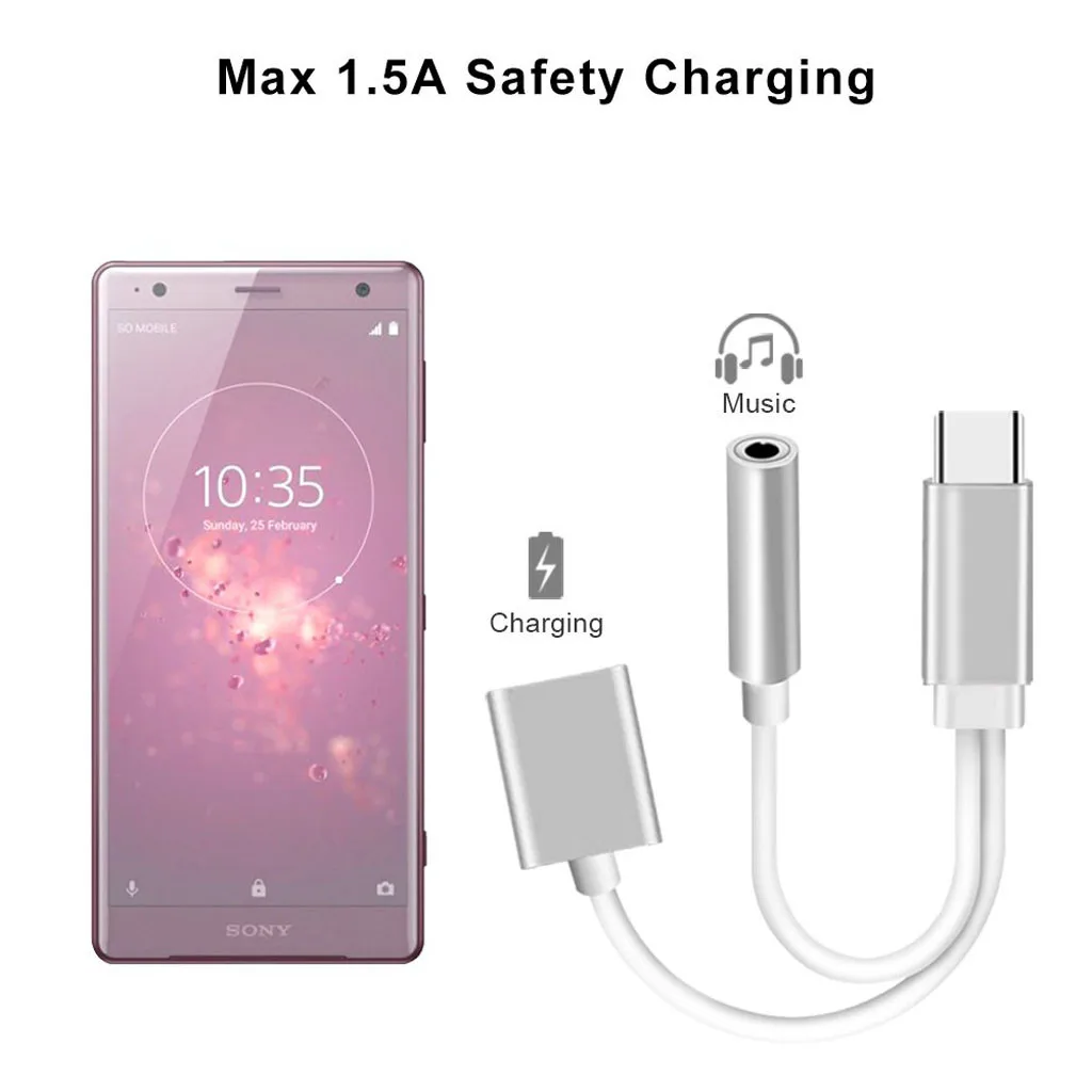 USB-C до 3,5 на обоих концах для подключения внешних устройств к автомагнитоле 2in1 Тип usb C до 3,5 мм Джек аудио Разветвитель USB C наушники кабель, адаптер для зарядки