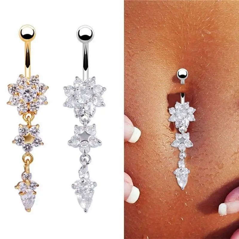Fashion Allergy Free Belly Ring Navel Body Piercing Jewelry Medical Steel Dangle Button Accessories forWomen |