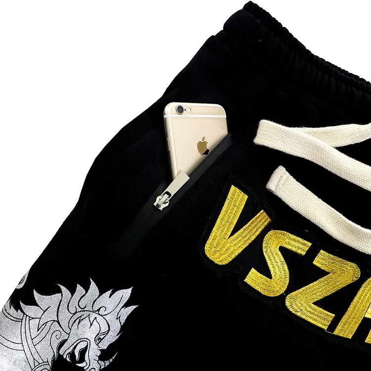 VSZAP Вышивка Спорт Фитнес ММА Бег боевые бархатные длинные брюки бойцовские брюки свободные тренировки тренажерный зал тренировки брюки