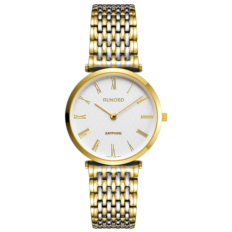 

RUNOSD Men's Watch Luxury Fashion Slim Dial Miyota Quartz Movement Sapphire Crystal Stainless Steel Strap 5196G