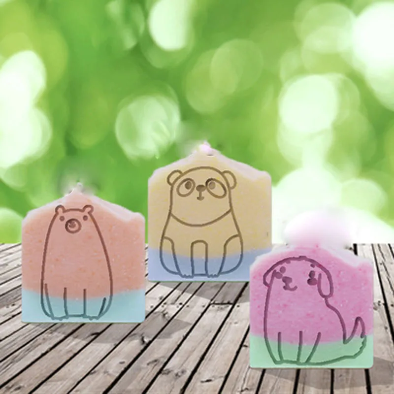 DIY Acrylic Crystal Transparent Girl Soap Seal, New Resin Soap Stamp, 44x44mm, 3 Pcs Set