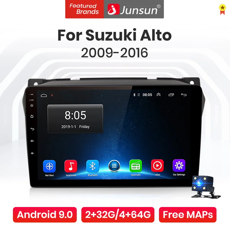 Автомагнитола Junsun V1 Pro 4 + 64 ГБ Android 9 0 4G мультимедийный плеер для Suzuki Alto 2009 2016 GPS