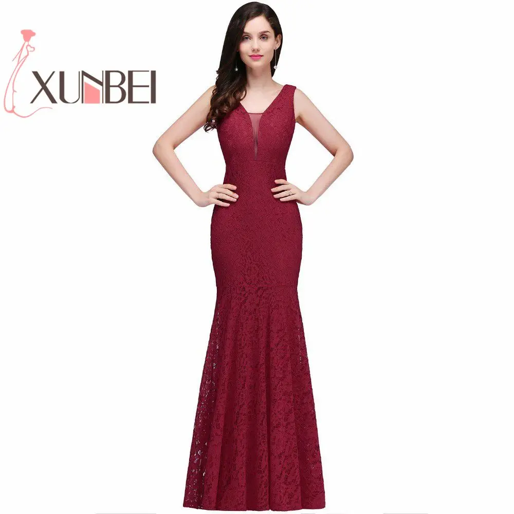 Robe-de-fille-d-honneur-Cheap-Burgundy-Mermaid-Lace-Bridesmaid-Dresses-2019-Sexy-Back-Long-Prom