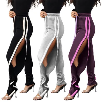 

sexy high waist women pants fork shaped wooden ear bandage casual pants for women