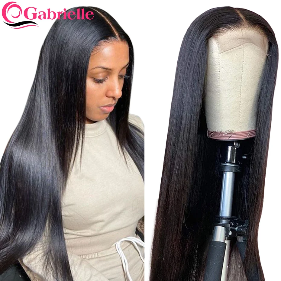 Hot Products! Gabrielle Lace Frontal Human Hair Wigs Brazilian Bone Straight 4x4 5x5 6x6 Closure Wig for Women Transparent Lace Wigs Remy Hair