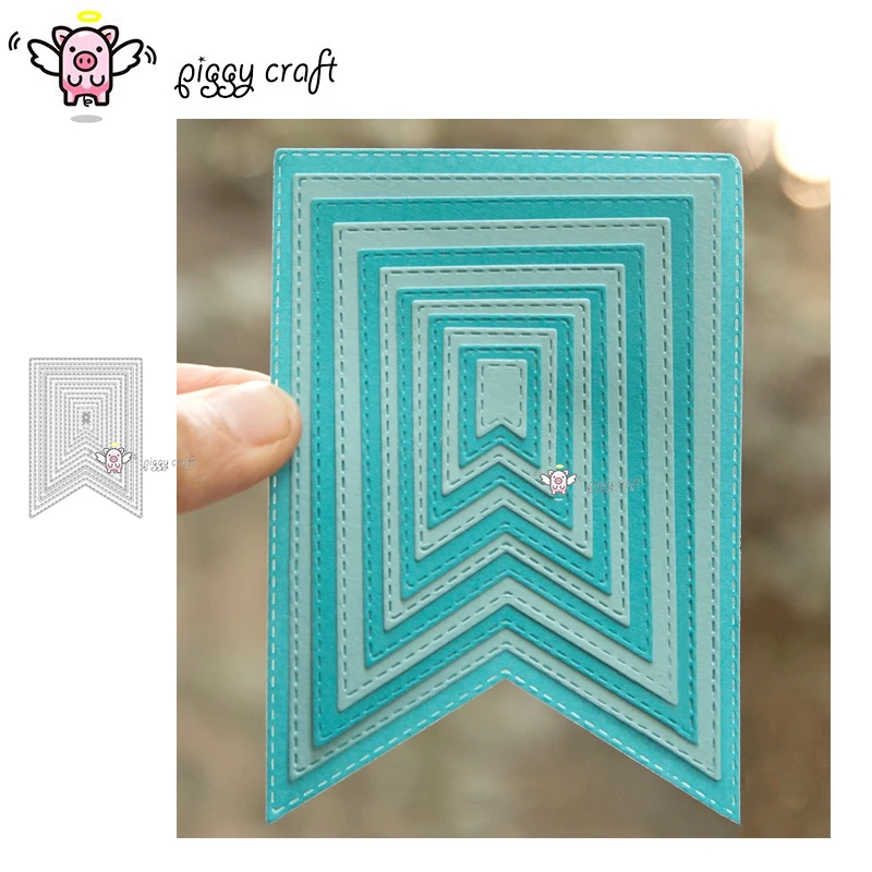 Best Offers Manualidad de cerdito-troqueles de corte de metal, plantilla de corte, marco de banner punteado, molde artesanal para corte de papel, plantillas para perforar con cuchillas, 12 Uds. DdGX1knGz