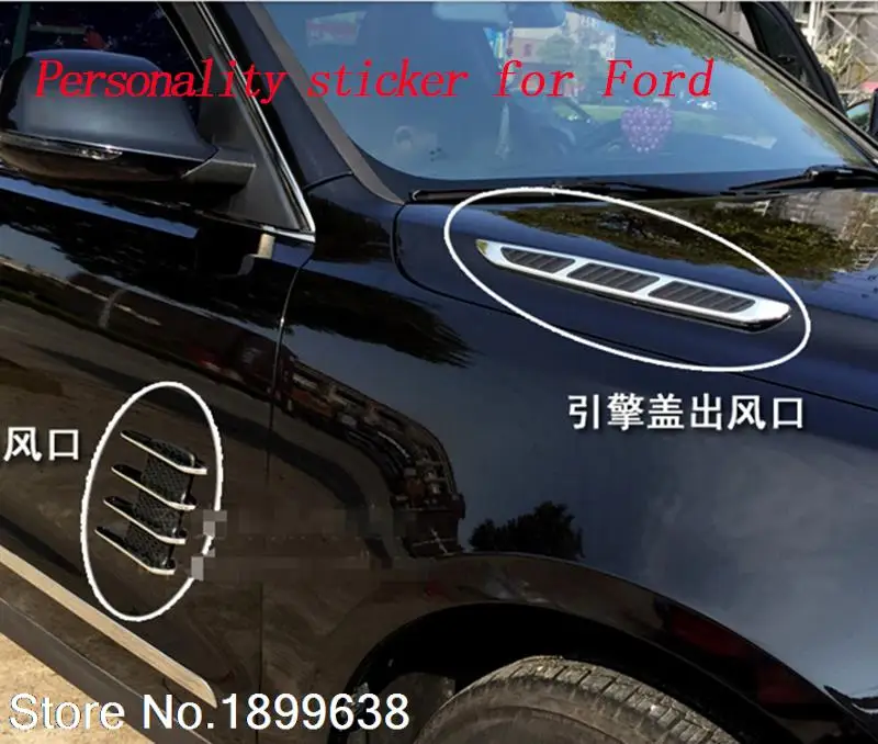 3D Stickers Simulation Vent False Air Outlet Side car air flow Car styling for ford Fiesta Focus Edge Explorer Kuga mustang