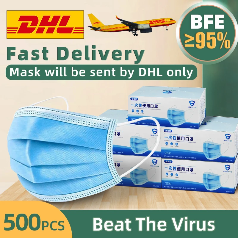 

3-Ply Face Disposable Professional Protective Antivirus Mask Filter Nonwoven Elastic Earloop Mouth Face Masks Air Pollution