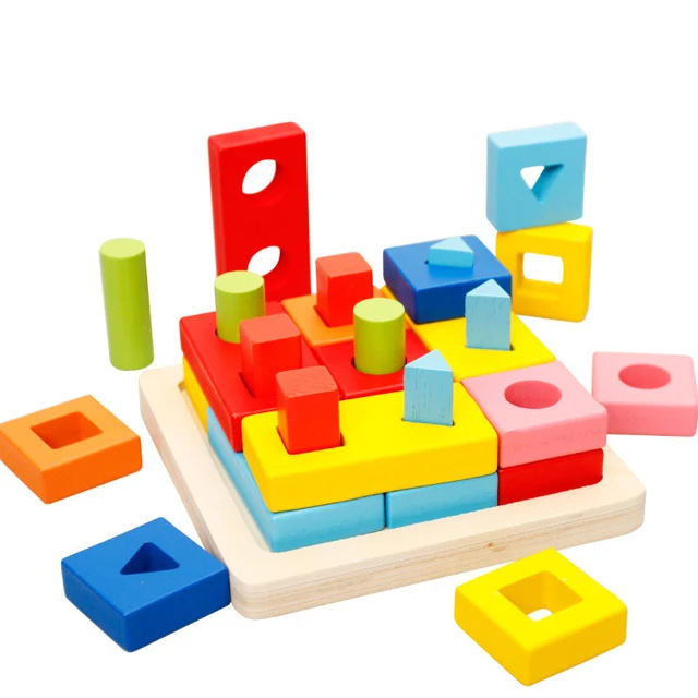  US $11.54  Kids Wooden Shape Sorting Toys Math Geometry Sorting Board Shape Cognitive Building Educational Toy