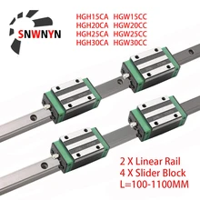 2PCS HGR15 HGR20 HGR25 HGR30 Quadrado Trilho de Guia Linear + 4PCS HGH15CA HGH20CA HGH25CA /Flang HGW15CC HGW20CC HGW25CC HGW30 Parte CNC