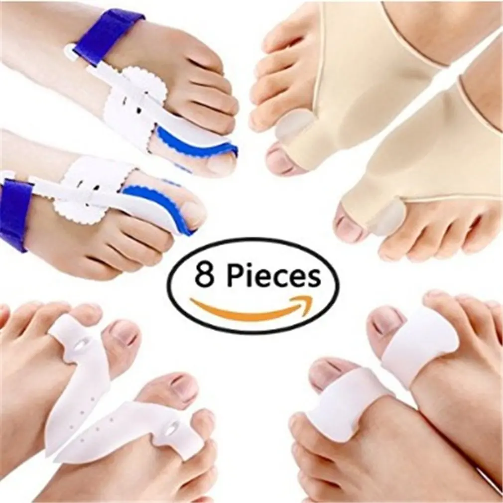 

8PCS/SET Hallux Valgus Corrector Alignment Toe Separator Metatarsal Splint Orthotics Pain Relief Foot Care Tool